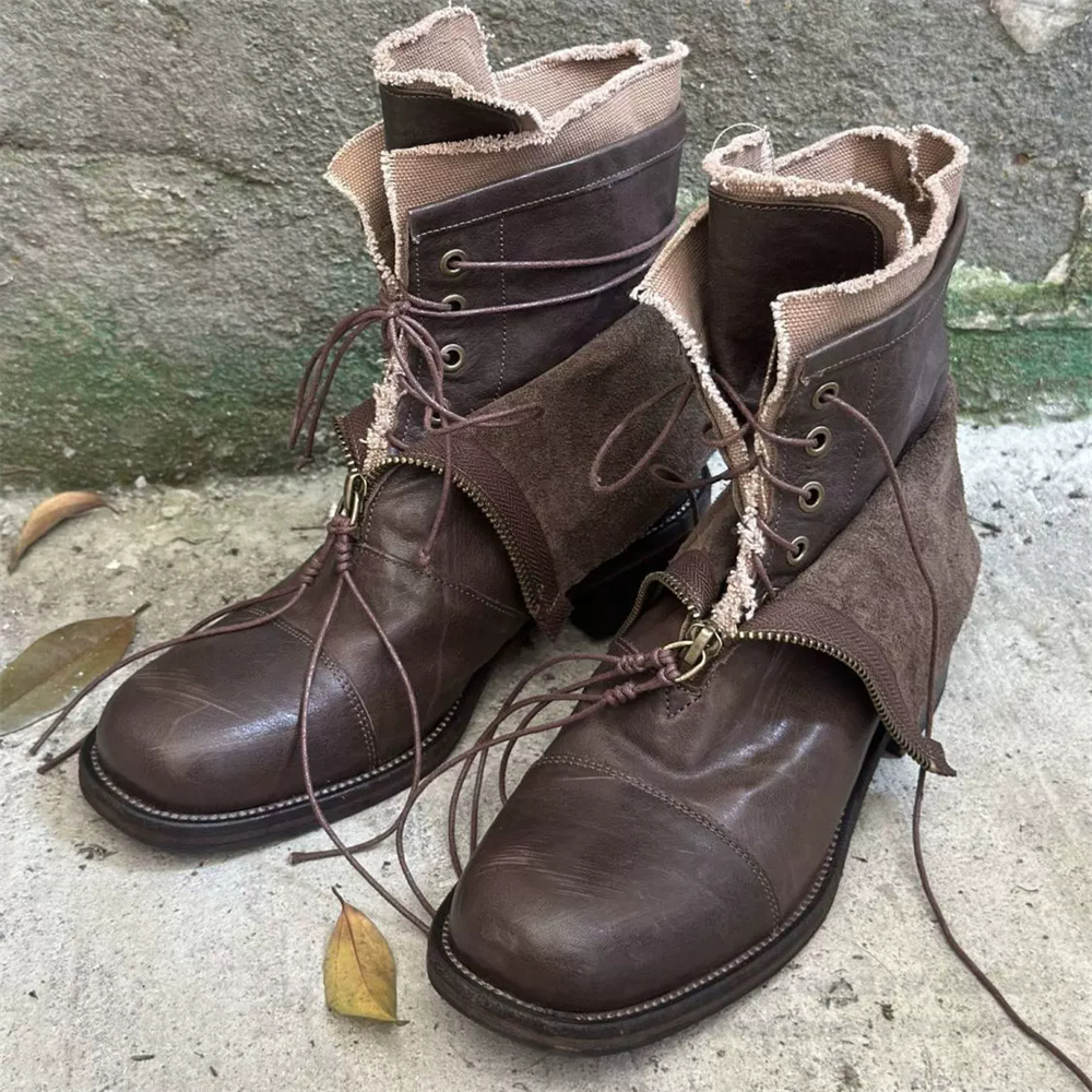 Men'S Shoes Increase Height - รองเท้าบูทผู้ชายทรงสูงพื้นหนา ดีไซน์ทันสมัย เพิ่มความสูง สไตล์วินเทจ เหมาะสำหรับกิจกรรมกลางแจ้งและขี่มอเตอร์ไซค์