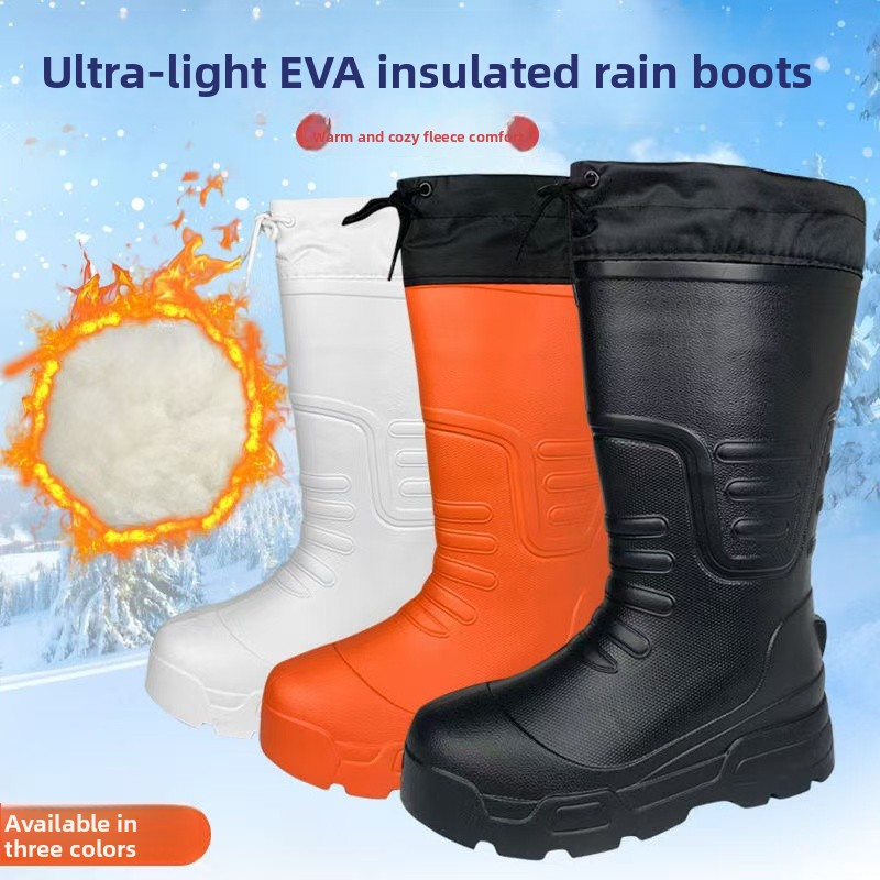Men'S Shoes Water Resistant - รองเท้าบูทกันฝนโฟม EVA บุด้วยผ้าฝ้ายหนา สำหรับผู้ชายและผู้หญิง กันลื่น ทนน้ำมัน