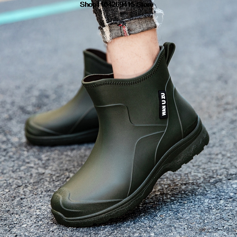 Men'S Shoes Water Resistant - รองเท้าบูทกันน้ำกันลื่นสำหรับผู้ชายรุ่นใหม่ เหมาะสำหรับเดินป่า ตกปลา บุด้วยผ้าฟลีซ ทนทานต่อการสึกหรอ พื้นรองเท้าพลาสติกหนา