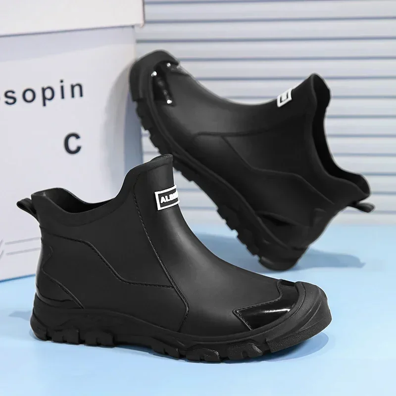 Men'S Shoes Water Resistant - รองเท้าบูทกันฝนสั้นสำหรับผู้ชาย ดีไซน์ทันสมัย น้ำหนักเบา กันน้ำ เหมาะสำหรับใส่ในเมือง กันลื่น