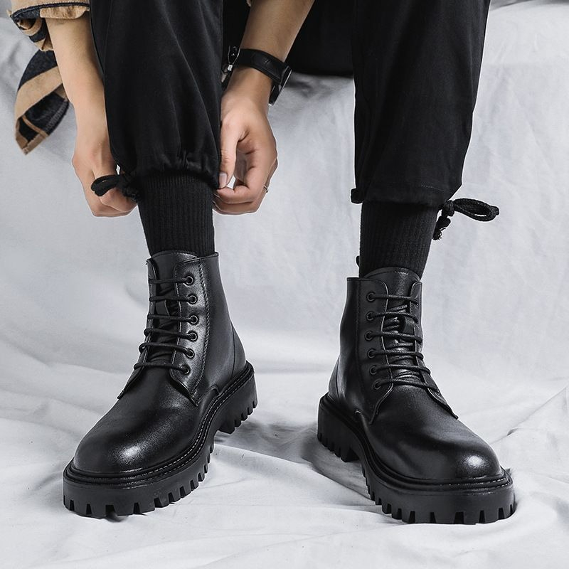 รองเท้าบูทหนังหุ้มข้อผู้ชาย สไ - Men'S Shoes Increase Height บทวิจารณ์และราคา