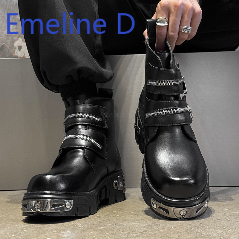 รองเท้าบูทสั้นทรงหุ้มข้อสไตล์ด - Men'S Shoes Increase Height บทวิจารณ์และราคา