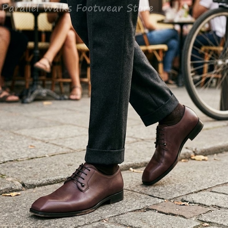 รองเท้าเดอร์บี้หนังสีน้ำตาลเข้ - Men'S Shoes Smart บทวิจารณ์และราคา